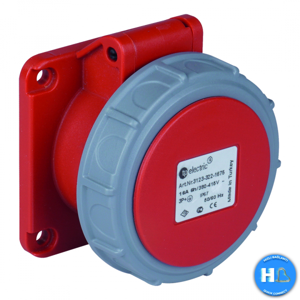 CEE Anbausteckdose 75mm 5x32A IP67 mit Steckklemmen (QuickConnect)